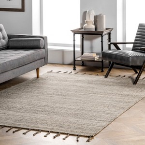 Nuloom Diem Geometric Cotton Tassel Area Rug, 4' x 6', Beige - 1 of 4