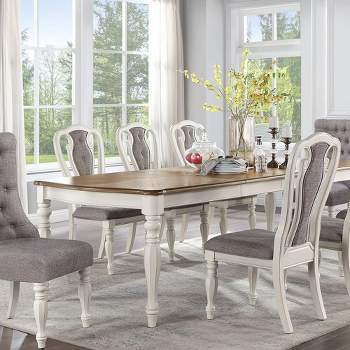 108" Florian Dining Tables Oak and Antique White Finish - Acme Furniture