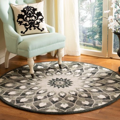 Gray and Ivory Round Hand-Tufted Wool Area Rug