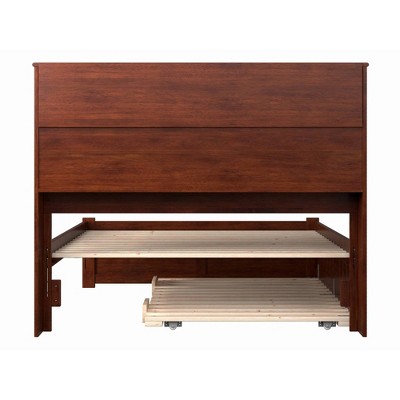 Newport Full/Double Captain's Bed with Bookcase Headboard and Storage Trundle in Walnut