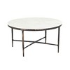 HomeRoots 36" White And Brown Genuine Marble And Aluminum Round Coffee Table - 4 of 4