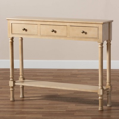 Oak Brown 3-Drawer Wood Entryway Console Table