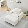 57" Corduroy Single Sofa Chair with One Pillow, Two Throw Pillows, Footstool, and Two Storage Spaces, Comfortable and Stain-Resistant Sofa - 3 of 4