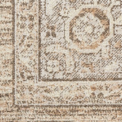 Beige Medallion Washable Synthetic Rectangular Area Rug 6'7" x 9'