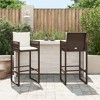 vidaXL Brown Patio Bar Stools with Cushions - 2 Pcs, PE Rattan, Powder-Coated Steel, 31.5" Seat Height, Removable Covers - 3 of 4