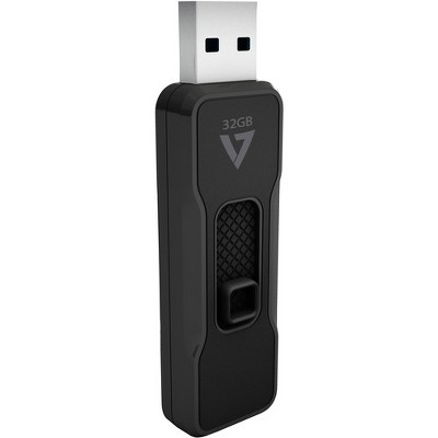 V7 32GB USB 3.1 Flash Drive - With Retractable USB Connector - 32 GB - USB 3.1 - 120 MB/s Read Speed - 15 MB/s Write Speed - Black - 5 Year Warranty