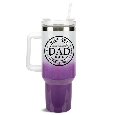 Elanze Designs World's Greatest Dad Myth Legend 40 oz. Stainless Steel, Large Water Bottle Coffee Mug, Spill & Leak Resistant, Thermal Travel Tumbler