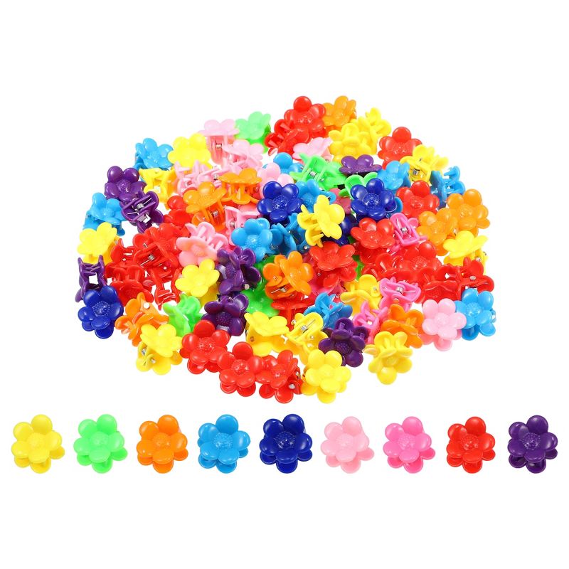 Unique Bargains Girls Mini Hair Clip Flower Shaped Hair Clips Small Accessories for Women Multicolor 100 Pcs, 1 of 7