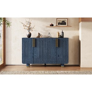 APRILSOUL 54" Retro Buffet, 4-Door Vintage Fluted Sideboard with Adjustable Shelves, Storage for Dining Room/Kitchen/Living Room - 1 of 4