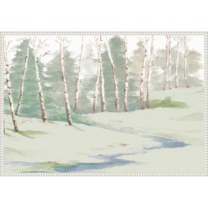Amanti Art 33"x23" Winter Wood Landscape by Patricia Pinto Framed Canvas Wall Art Print White : Modern Style, Polystyrene Frame - 1 of 4