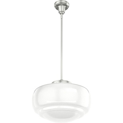 Transitional Brushed Nickel LED Pendant with Glass Shade
