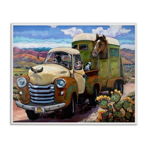 Stupell Industries Dogs Driving Vintage Rustic Truck with Horse Trolley Framed Giclee Art - 1 of 4