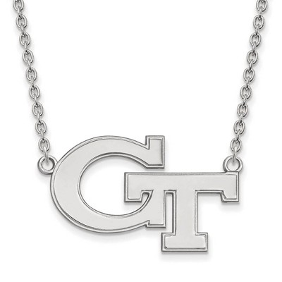 Black Bow Jewelry 10k White Gold Georgia Tech Yellow Jackets NCAA Necklace 18 Inch