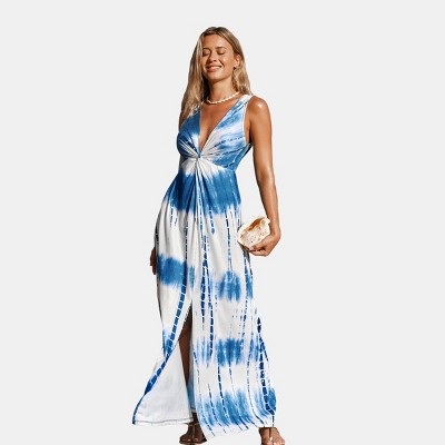 V-neck Twist Front Maxi Dress