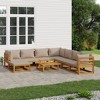 vidaXL 9 Piece Patio Furniture Set - Sectional Sofa with Taupe Cushions, Solid Acacia Wood, Modular Design for Garden/Patio/Deck - 2 of 4