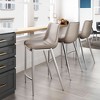 Brushed Steel Frame Counter Stool, 39.8"H Brown Faux Leather Seat, Upholstery, Set of 2 By Zuo Modern - 2 of 4