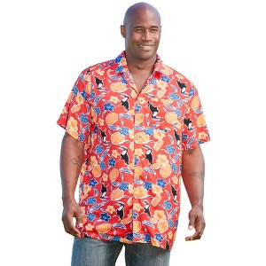 KingSize Men's Big & Tall Printed Camp Shirt - 1 of 4