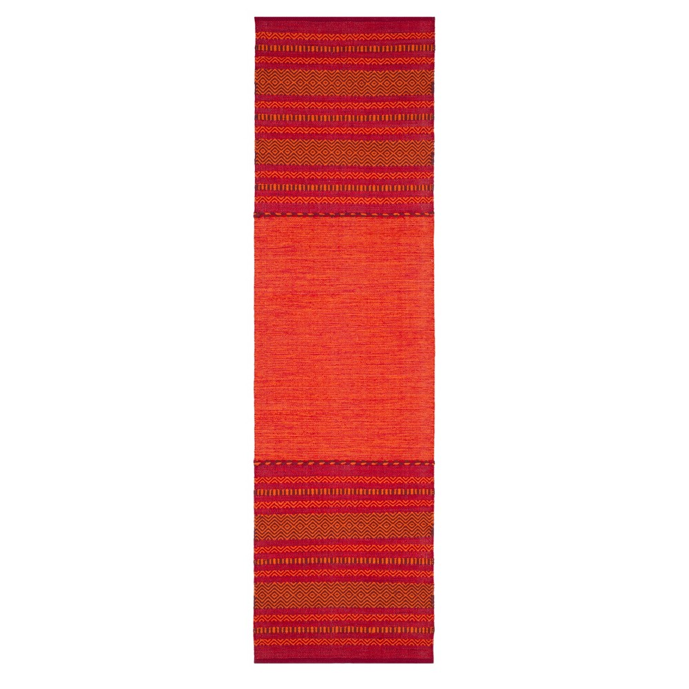 2'3inx8' Runner Marino Woven Rug Orange/Red - Safavieh