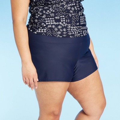 navy plus size swim shorts