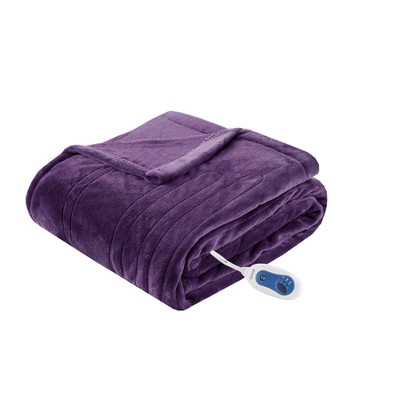 60&#34;x70&#34; Electric Plush Throw Blanket Purple - Beautyrest