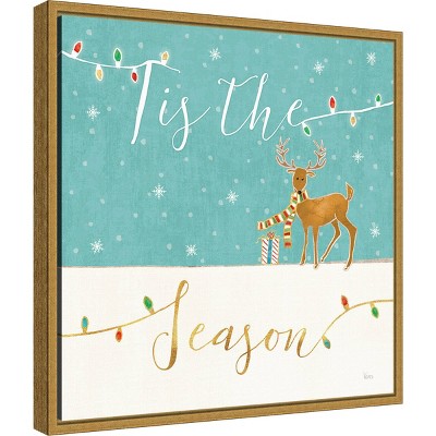 Tis the Season Christmas Reindeer Canvas Wall Art