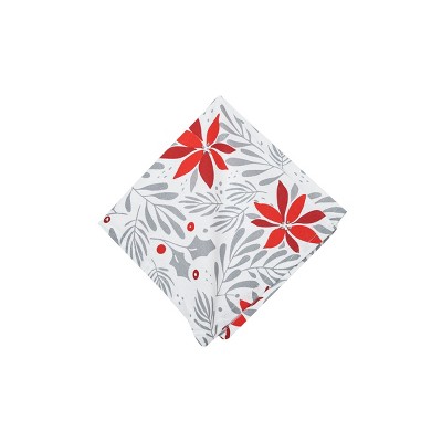 C&F Home Poinsettia Christmas Printed Christmas Winter Napkin Set of 6