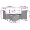 5 Piece Patio Sofa Set with Cushions Black Poly Rattan vidaXL - 3 of 3
