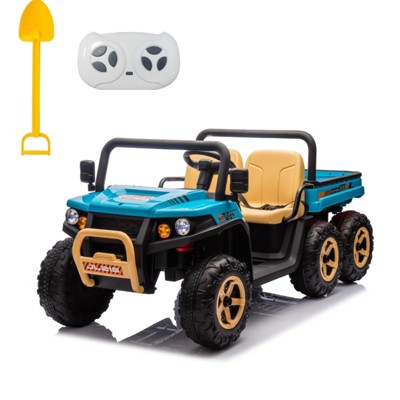 24V Ride On Toys for Kids, 2 Seater Ride On Dump Truck, 4WD Electric UTV w/6 Wheels, Dump Bed, Remote Control