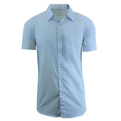 Galaxy By Harvic Men's Slim Fit  Short Sleeve Stretch Printed Dress Shirts