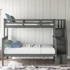 Streamdale Stairway Twin-Over-Full Bunk Bed with Storage and Guard Rail for Bedroom, Gray color - 2 of 4