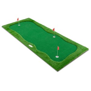 NAYSAYE Golf Trainers 12x5 FT Golf Putting Green Mat with 3 Holes Flags and Cups for Indoor Outdoor, Green, 141.73"*59.06"*1.97" - 1 of 4