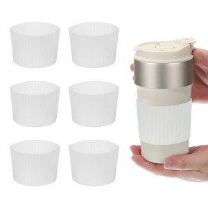 Unique Bargains Silicone Protective Heat Resistant Non Slip Coffee Cup Sleeve 6 Pcs - 1 of 4