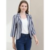 Allegra K Women's Striped 3/4 Sleeves Open Front Casual Notched Lapel Blazer - 3 of 4