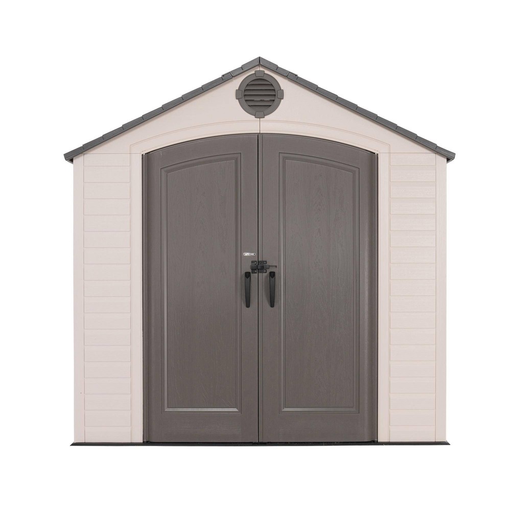 Lifetime 8' x 7.5' Outdoor Storage Shed Desert Sand: HDPE Construction, Weather-Resistant, 10-Year Warranty