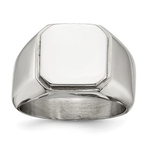 Black Bow Jewelry Men's 12.5mm Stainless Steel Polished Signet Tapered Fit Ring - 1 of 4
