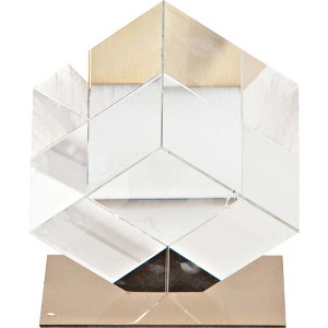 HomeRoots 6" Optical Glass Cube And Gold Sculpture - 1 of 4