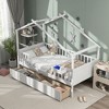 Tangkula Twin House Bed w/ 2 Storage Drawers Roof & Fence Rails Headboard & Footboard - 3 of 4