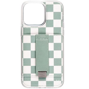 Walli Cases Seafoam Check by Our Faux Farmhouse Phone Case with Wallet and Finger Strap - 1 of 4