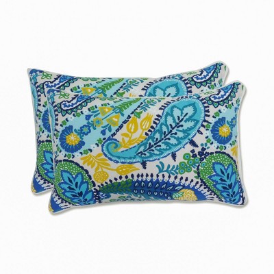 Amalia 2pc Outdoor/Indoor Throw Pillows Paisley Blue - Pillow Perfect