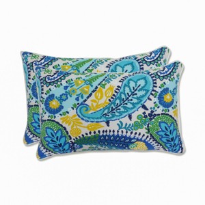 Amalia 2pc Outdoor/Indoor Throw Pillows Paisley Blue - Pillow Perfect - 1 of 4