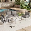 5 PCS Patio Conversation Set with Square Glass Table, Modular Deep Seating for Balcony, Plastic Frame Chair with Polyester Cushion-Coolbibila - 3 of 4