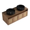 GDFStudio Emily Wall Mounted Rattan Door Bathroom Vanity with Ceramic Sink, 48" - 2 of 4