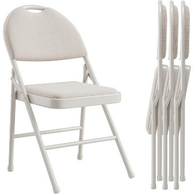 coucheta Metal Folding Chair with Non-Slip Foot Pads, Chair with Cotton Linen Seat and Metal Support