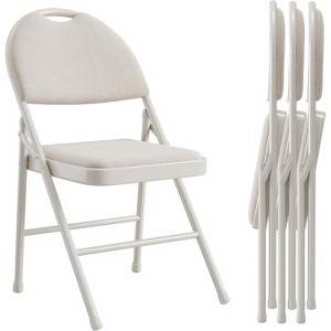 coucheta Metal Folding Chair with Non-Slip Foot Pads, Chair with Cotton Linen Seat and Metal Support - 1 of 4