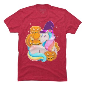 Men's Design By Humans Cute Unicorn With Jack O Lantern Halloween T Shirt By thebeardstudio T-Shirt - 1 of 4