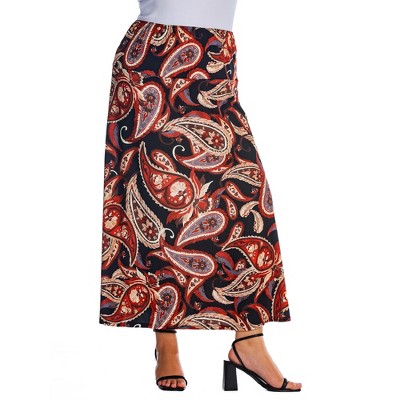 Womens Plus Size Black And Red Paisley Print Maxi Skirt-p006510gpl-red ...