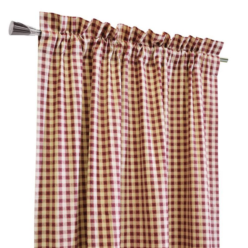 Thermalogic Checkmate Energy Efficient Room Darkening Mini Check Pattern Pole Top Curtain Panel Pair Burgundy, 3 of 6