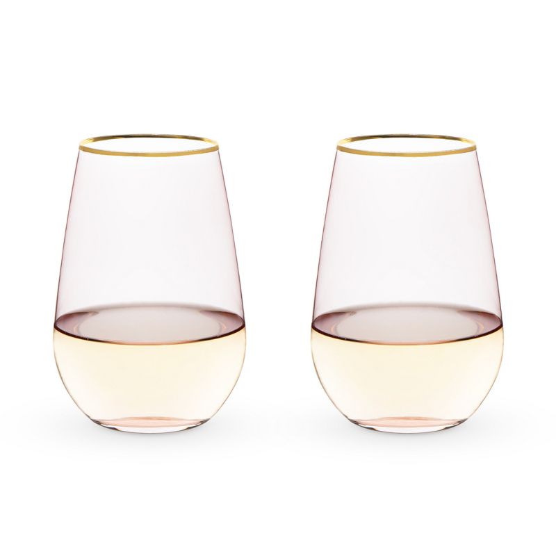 Twine Rose Wine Glasses, Gold Rimmed, Set of 2, 5 of 8