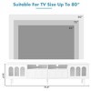 Cream TV Stand with LED Light, 80'' TV Fit, 5 Wood Legs, Textured Glass Door Storage, White - 3 of 4
