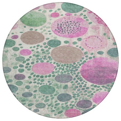 Green Pink And Mauve Geometric Washable Indoor Outdoor Area Rug